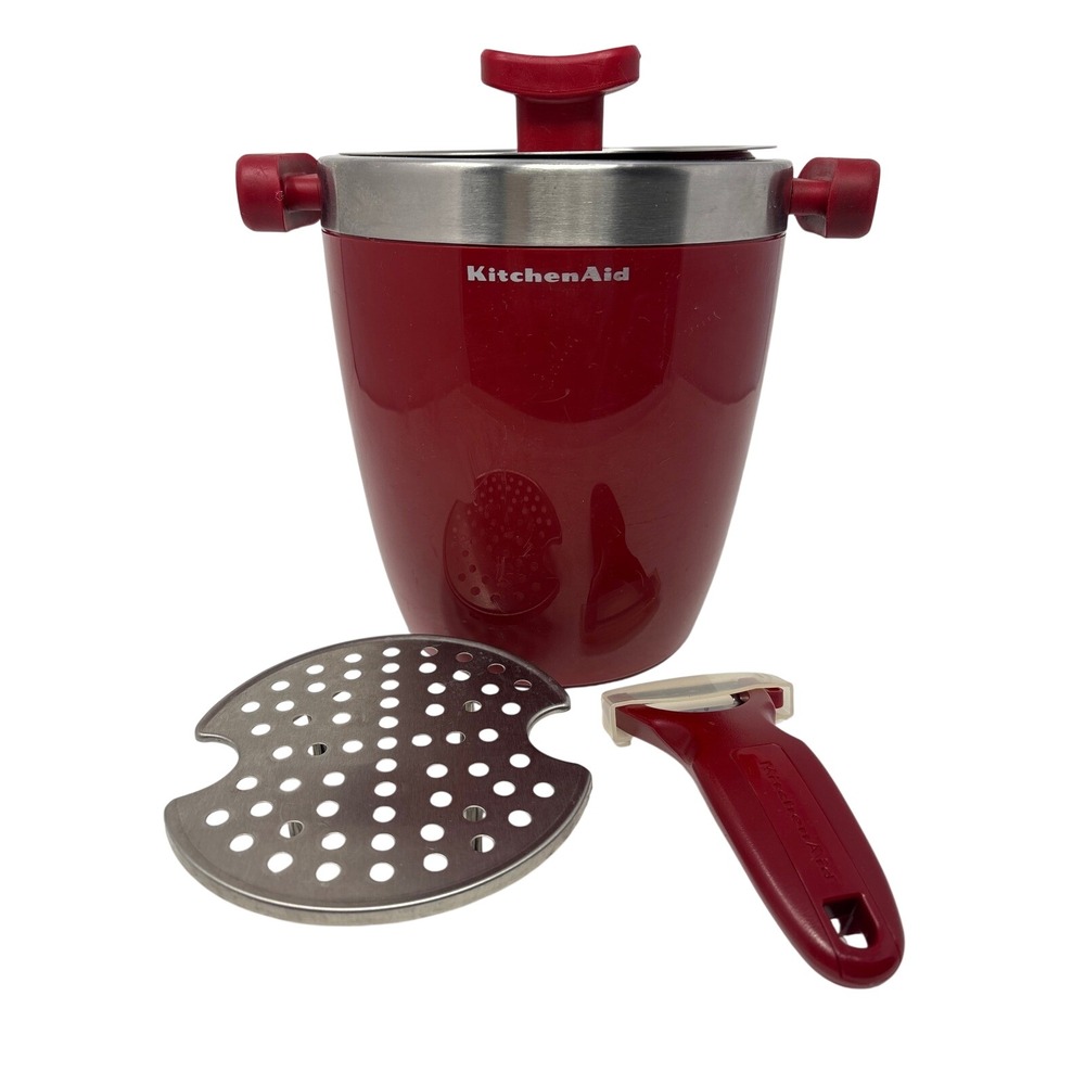 KitchenAid Ice Bucket Insulated SS Stainless Steel and Peeler Tool Red